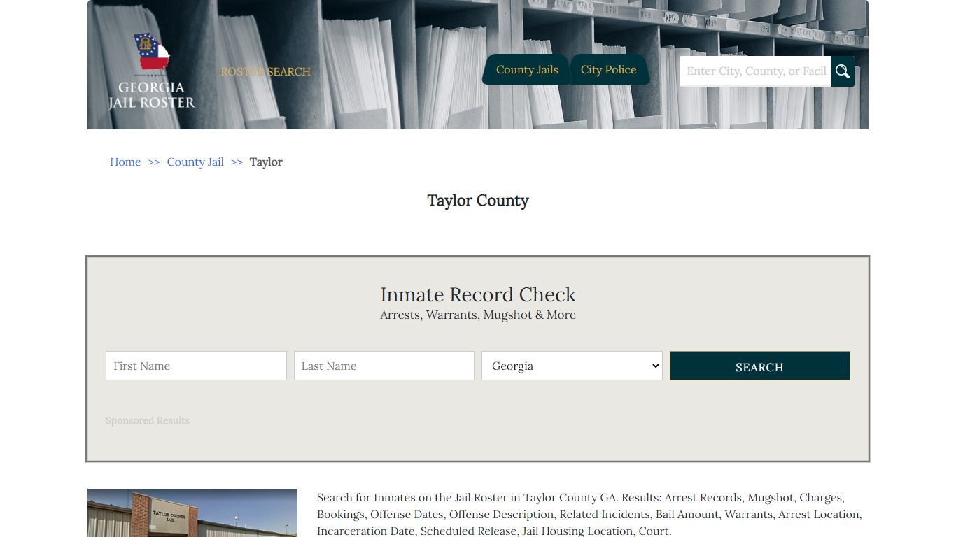 Taylor County - Georgia Jail Inmate Search